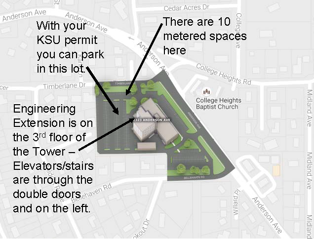Parking map for KSU Engineering Extension
