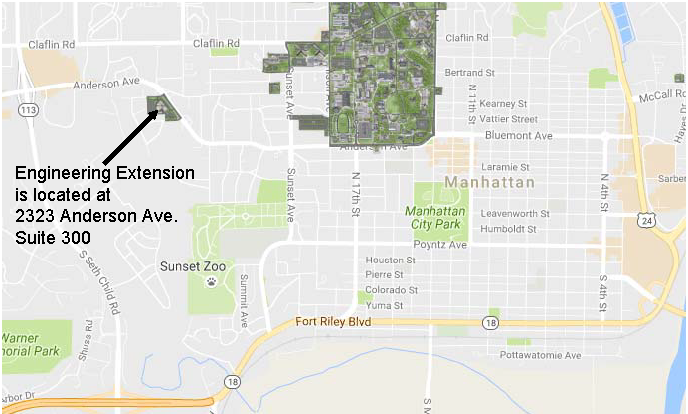 Map to KSU Radon Chamber from campus